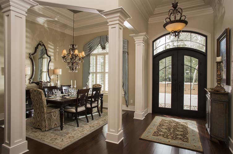 Dining room and entryway of an upscale home